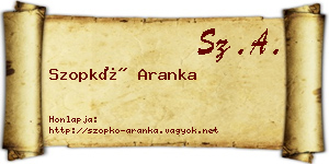 Szopkó Aranka névjegykártya